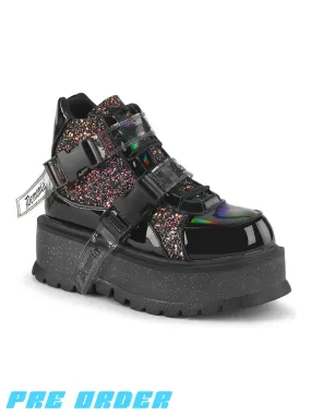 DEMONIA SLACKER-50 - BLACK PATENT GLITTER  PRE ORDER 