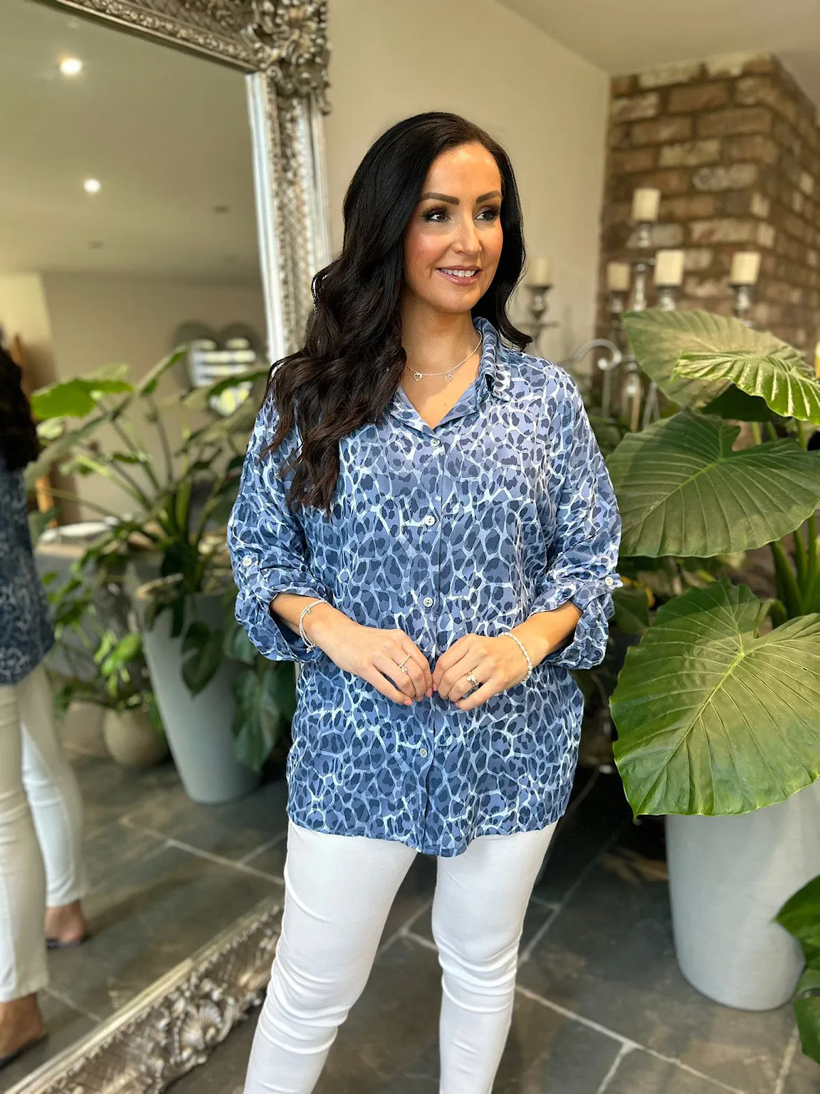 Denim Animal Print Shirt Zoe