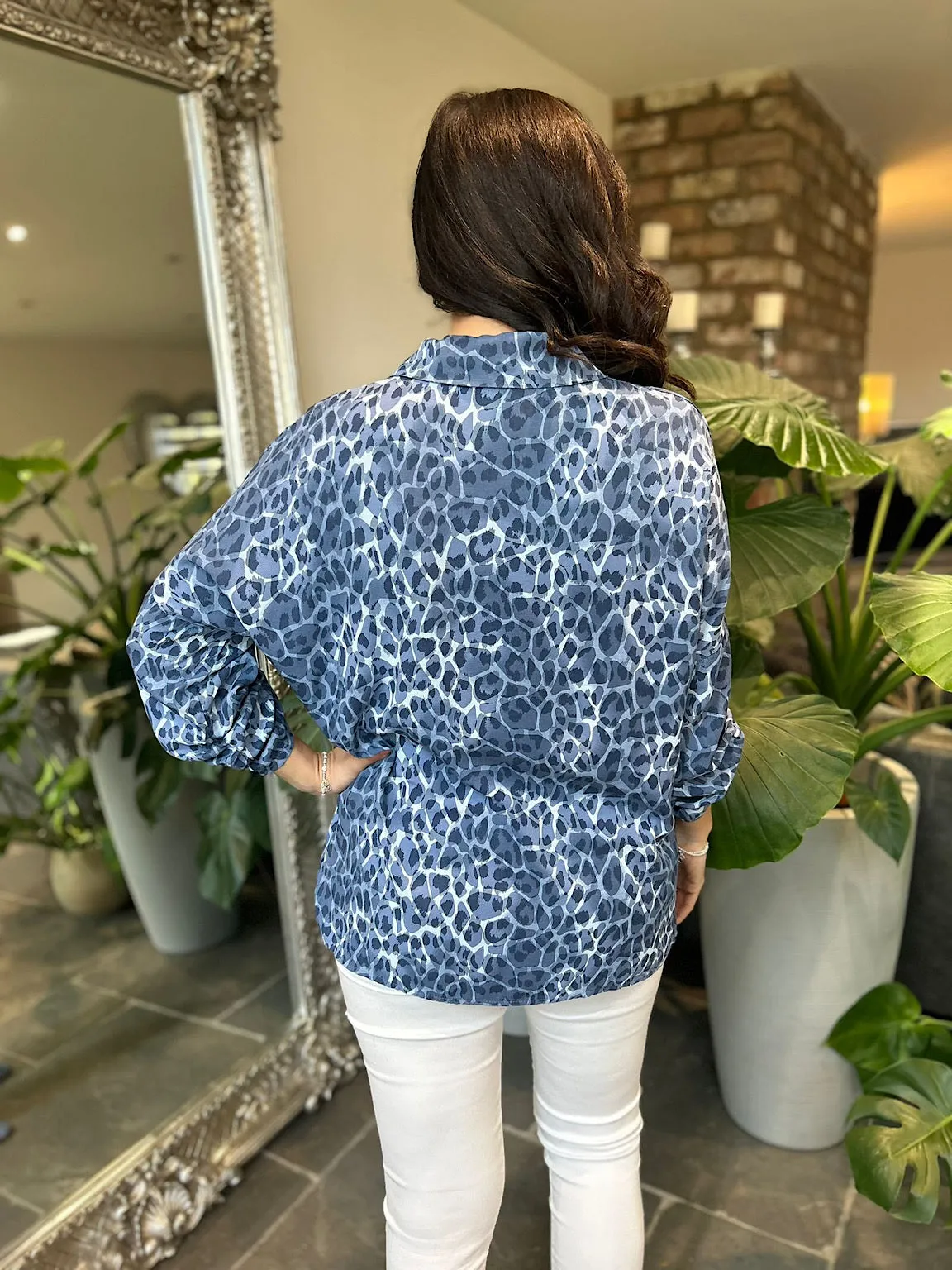 Denim Animal Print Shirt Zoe