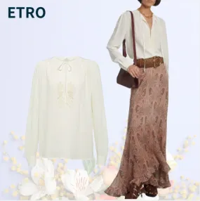 ETRO  |Silk Long Sleeves Elegant Style Formal Style