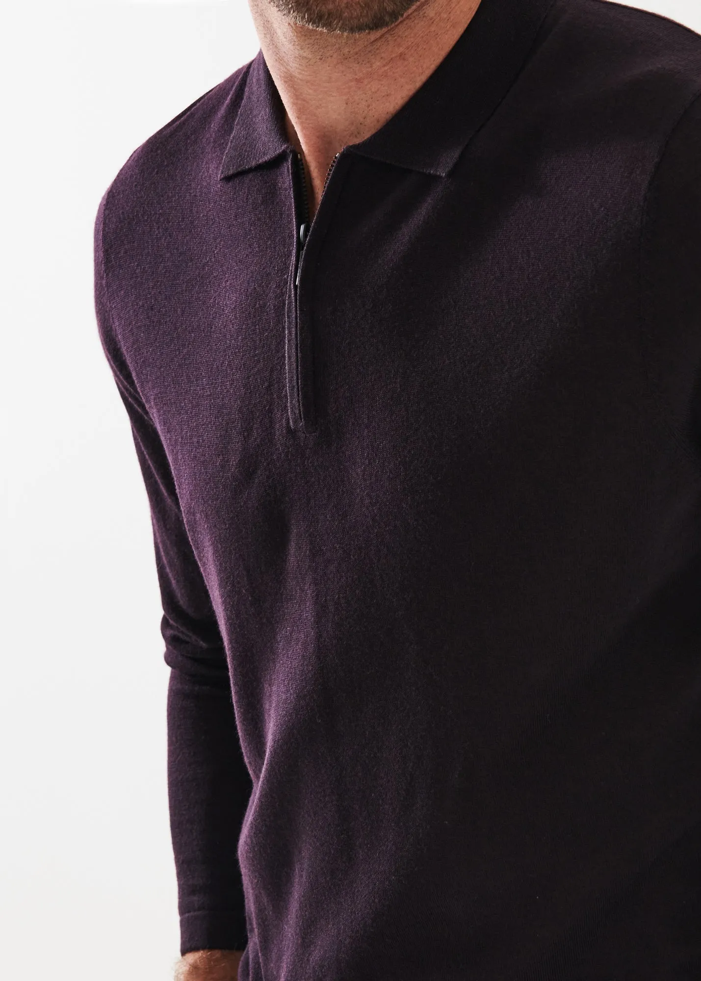 EXTRA-FINE MERINO QUARTER ZIP POLO