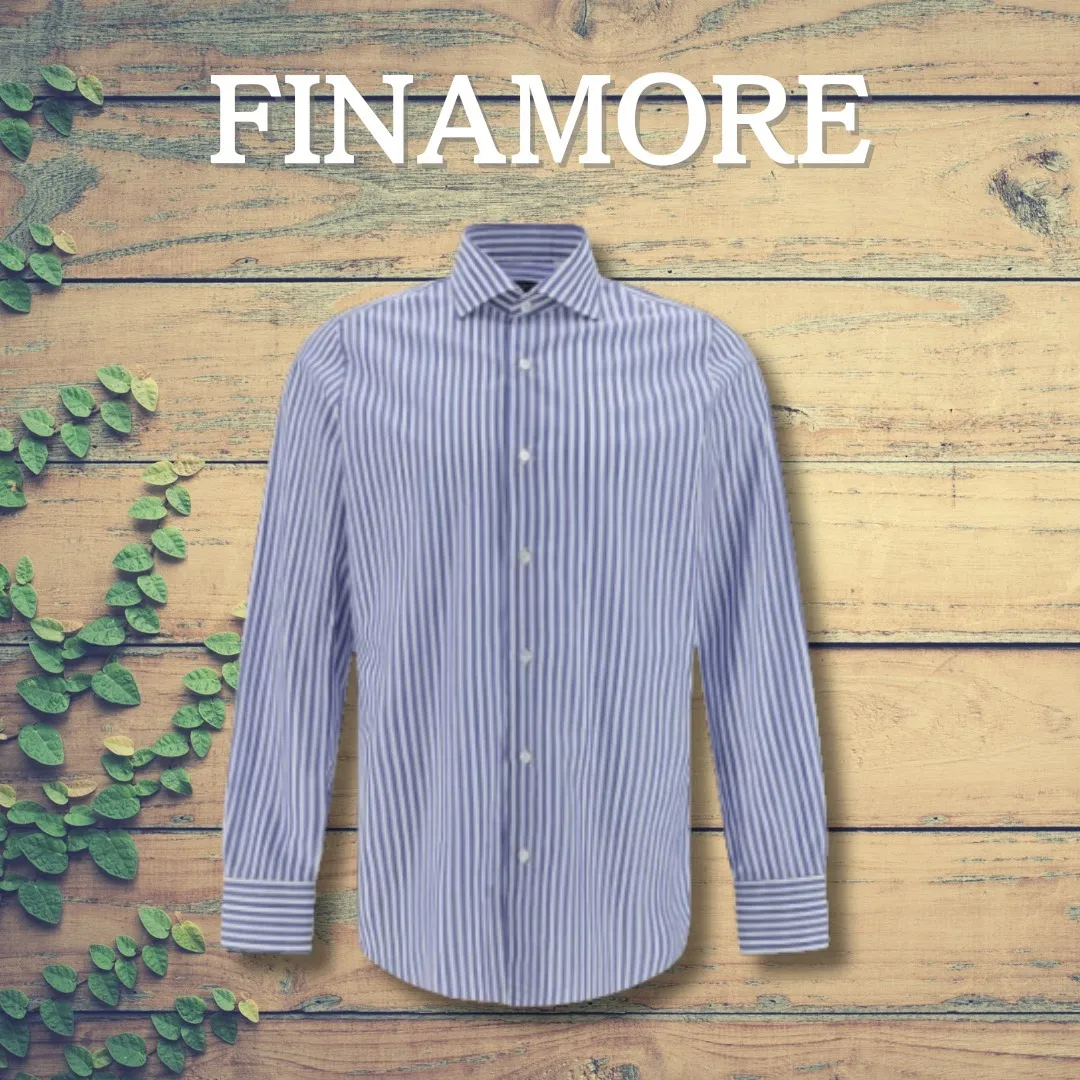 Finamore  |Stripes Long Sleeves Cotton Front Button Shirts