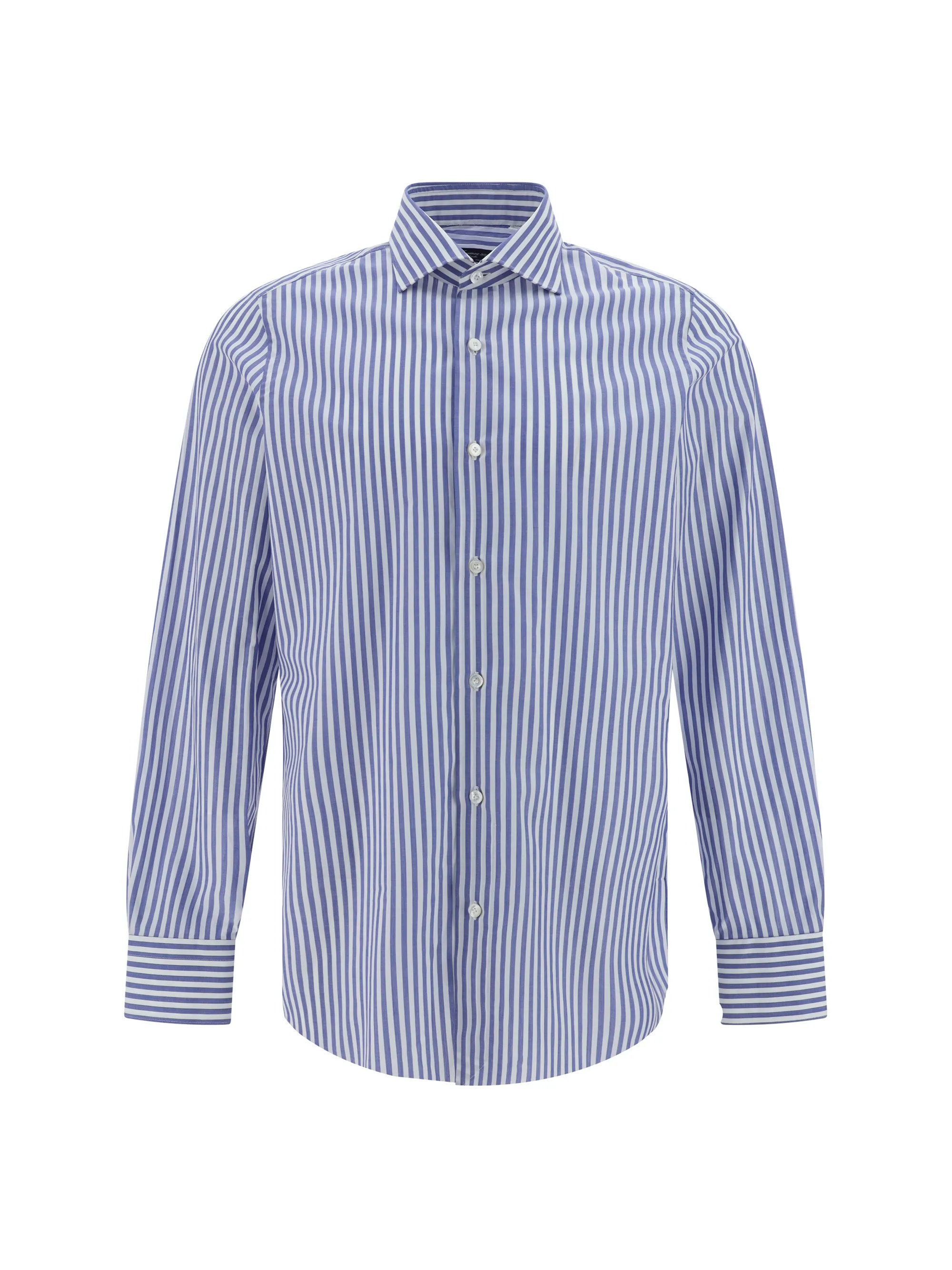 Finamore  |Stripes Long Sleeves Cotton Front Button Shirts