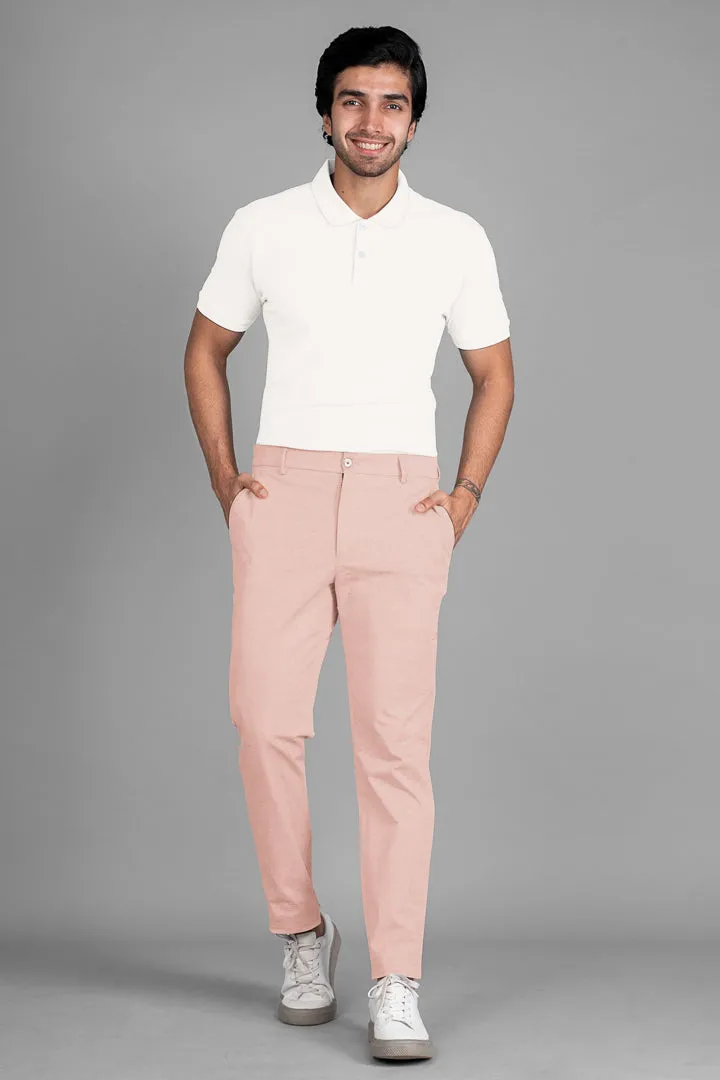 Flamingo Peach Cotton Stretch Chinos