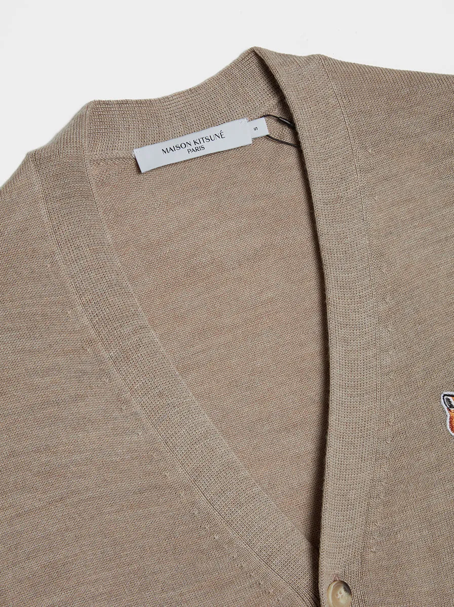 Fox Head Patch Classic Cardigan, Beige Melange