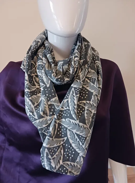 Gray Leaves Scarf - light cotton