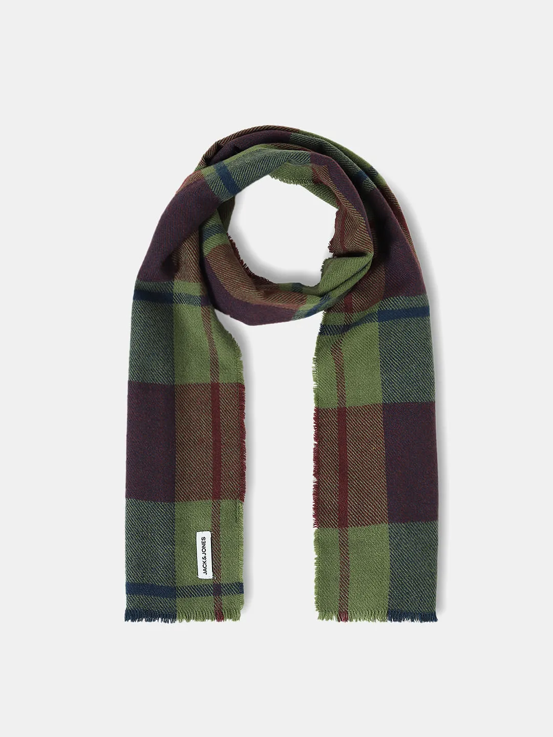 Green Check Woven Scarf