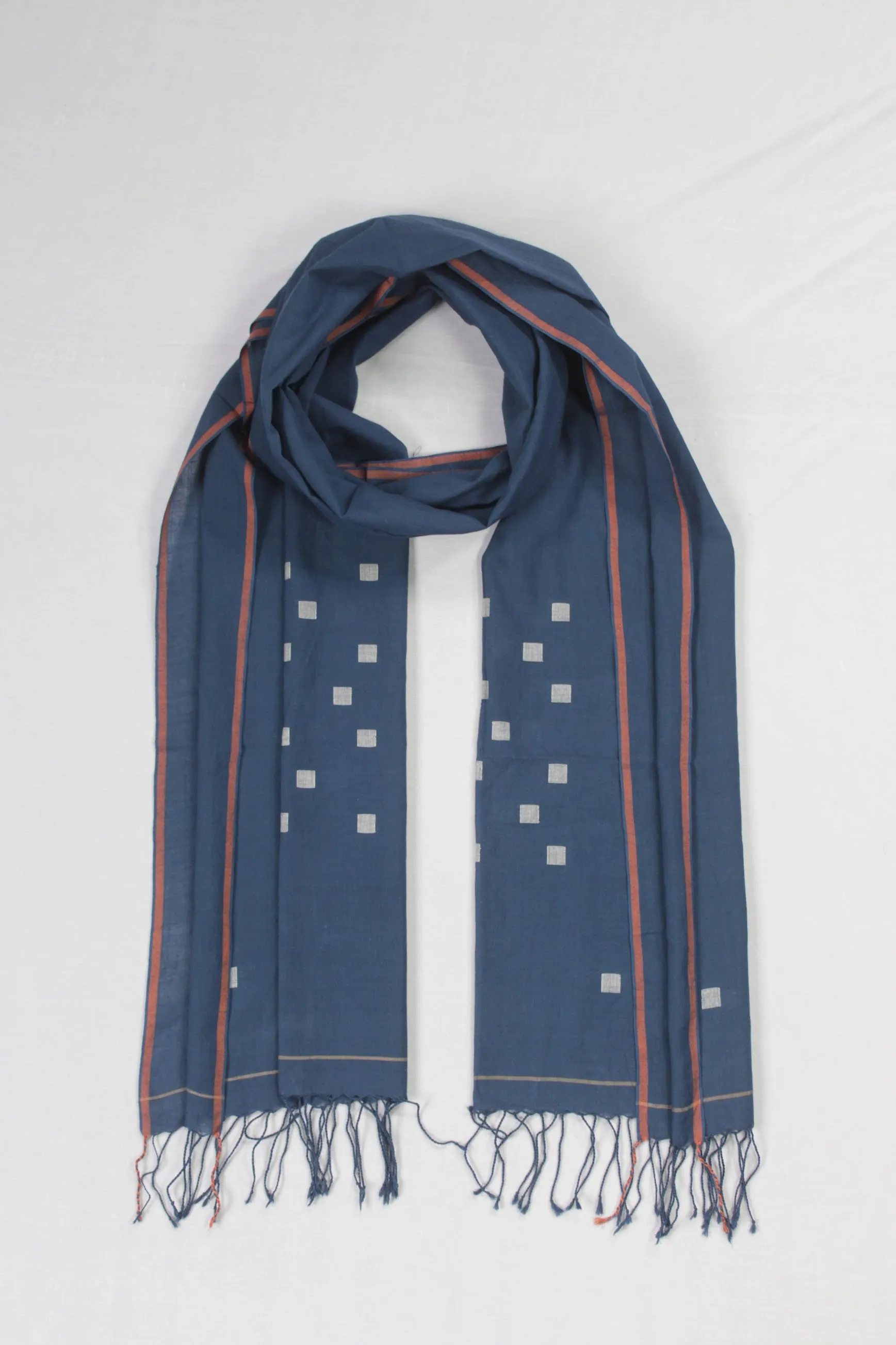 Handwoven Cotton Stole - Indigo