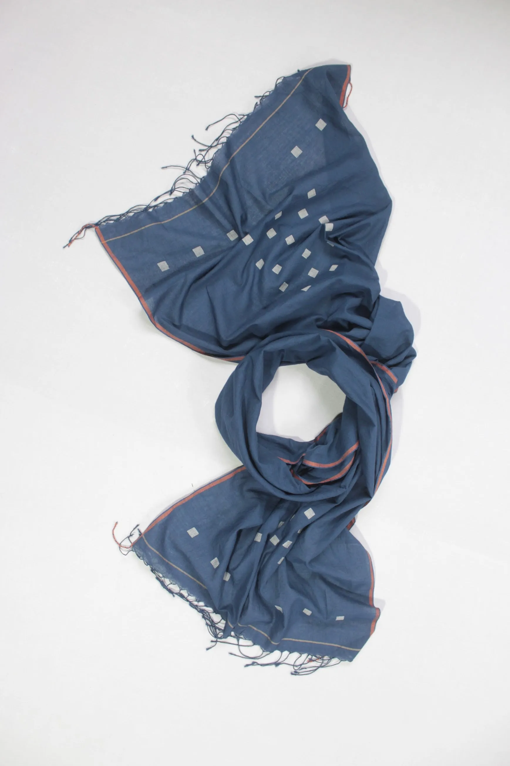 Handwoven Cotton Stole - Indigo