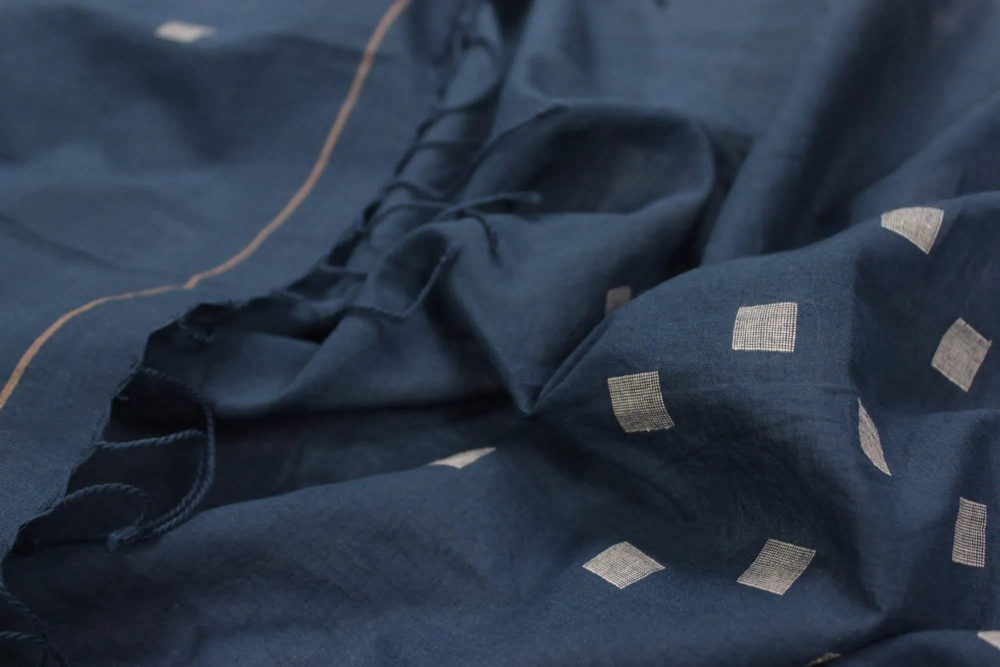 Handwoven Cotton Stole - Indigo