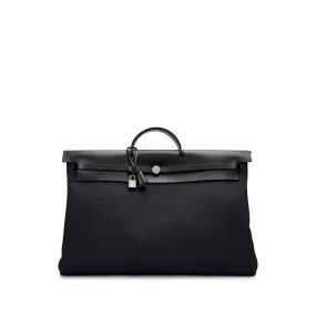 Hermès Black Vache Hunter and Toile Herbag Zip Cabine 50 Palladium Hardware, 2021