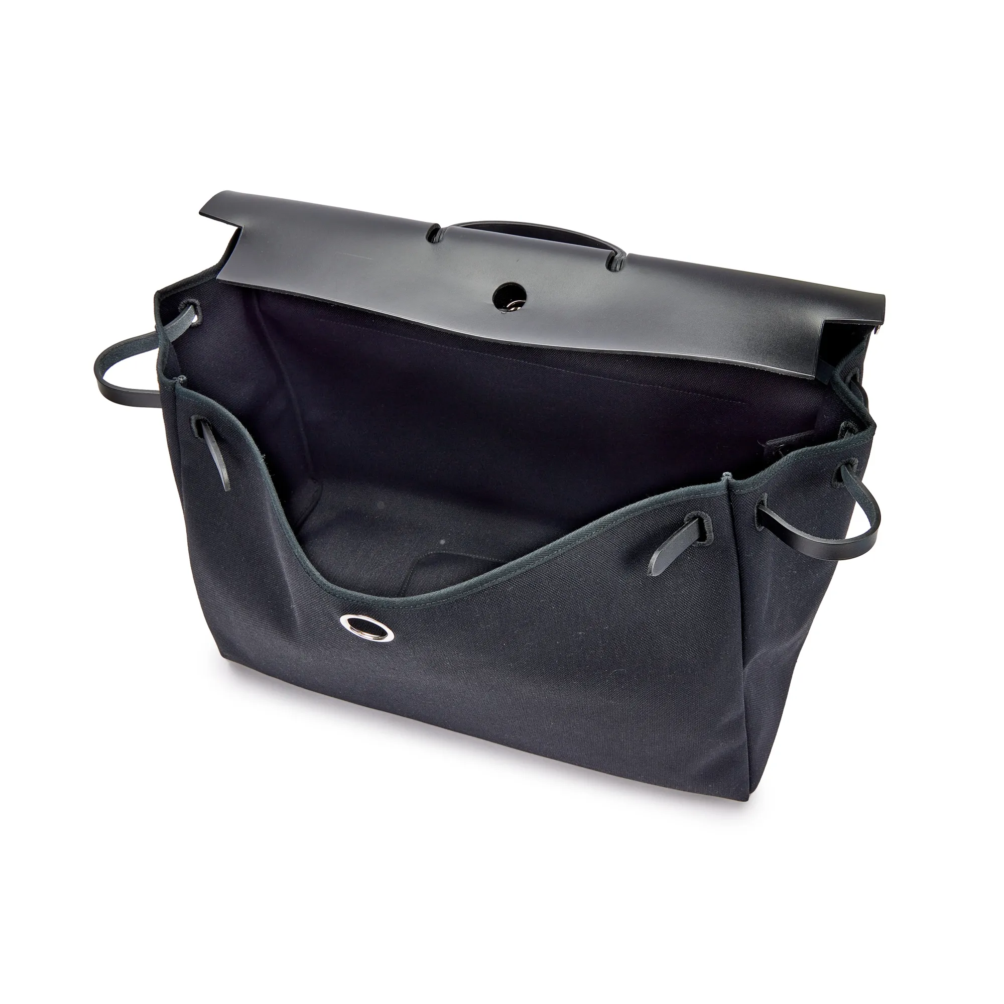 Hermès Black Vache Hunter and Toile Herbag Zip Cabine 50 Palladium Hardware, 2021