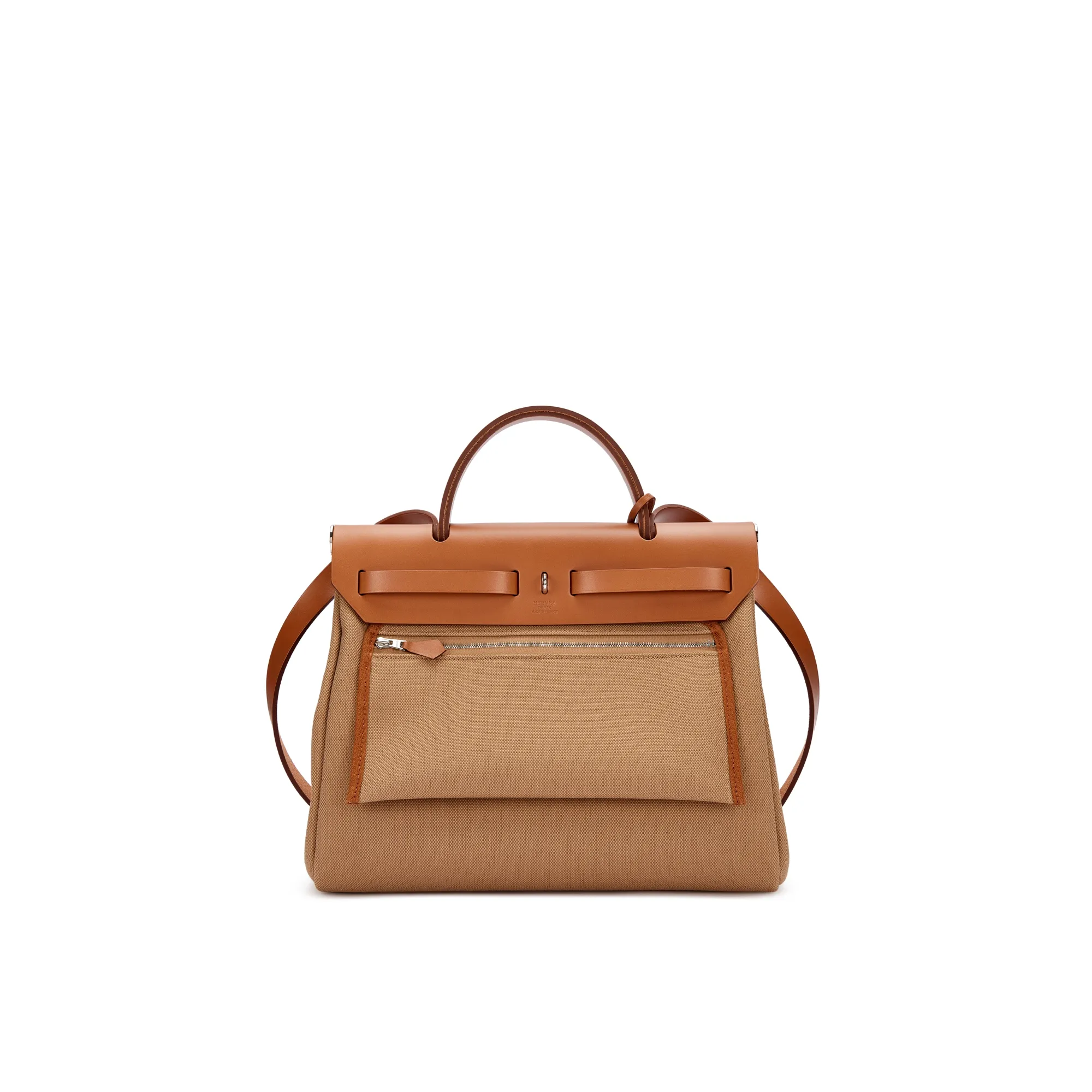 Hermès Fauve Vache Hunter and Chai Toile Herbag Zip 31 Palladium Hardware, 2023