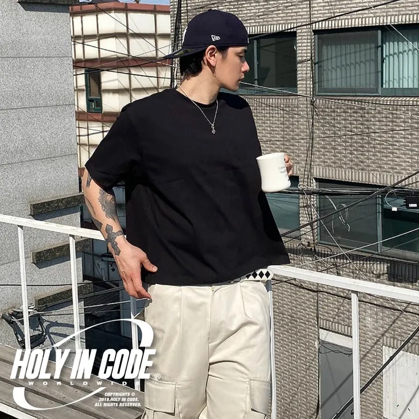 HOLY IN CODE  |Crew Neck Pullovers Unisex Street Style U-Neck Plain Cotton