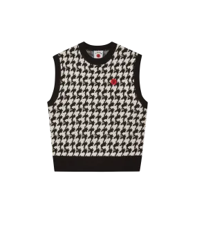 HOUNDSTOOTH KNITTED VEST - BLACK AND WHITE