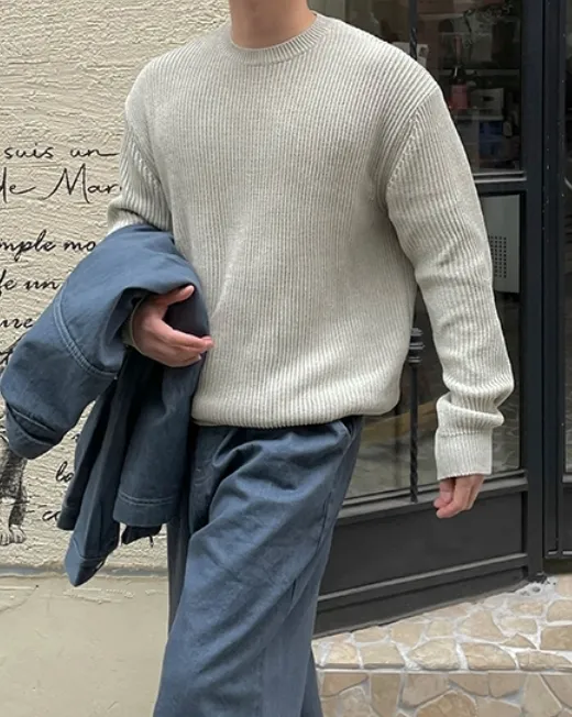 HUE  |Street Style Long Sleeves Plain Sweaters