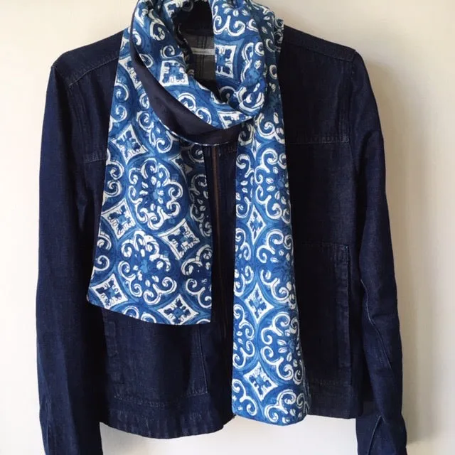 Indigo Block Print Scarf