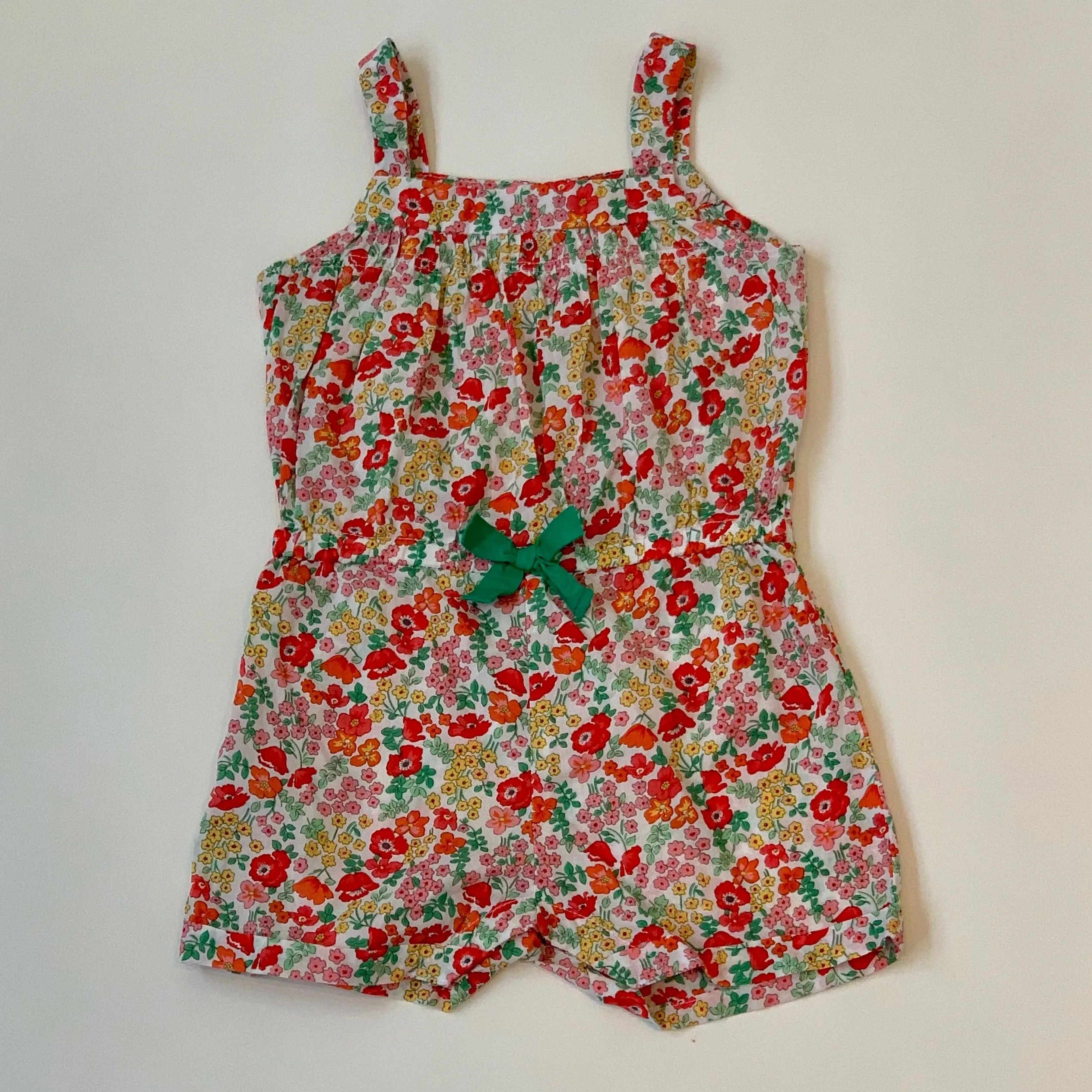 Jacadi Red Toned Liberty Print Shorts Romper: 18 Months