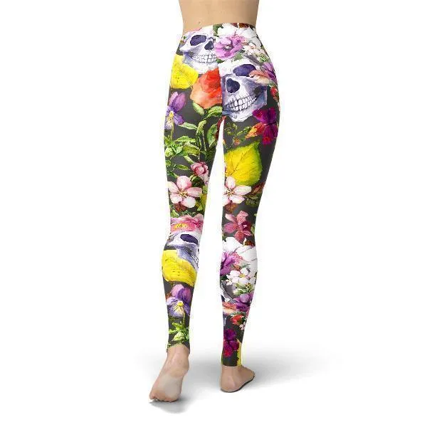 Jean Flower Skulls Leggings