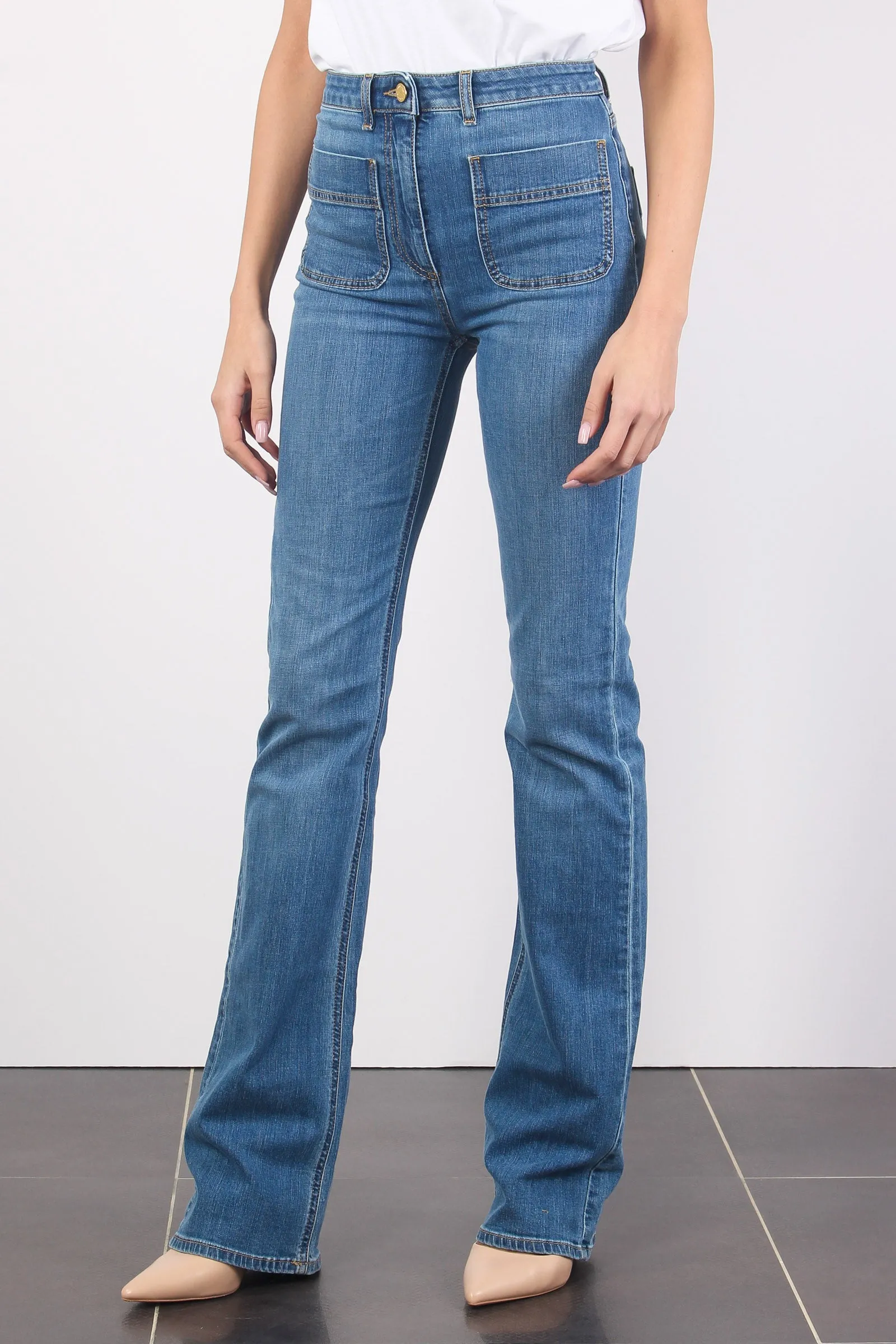 Jeans Logo Tasca Blue Denim