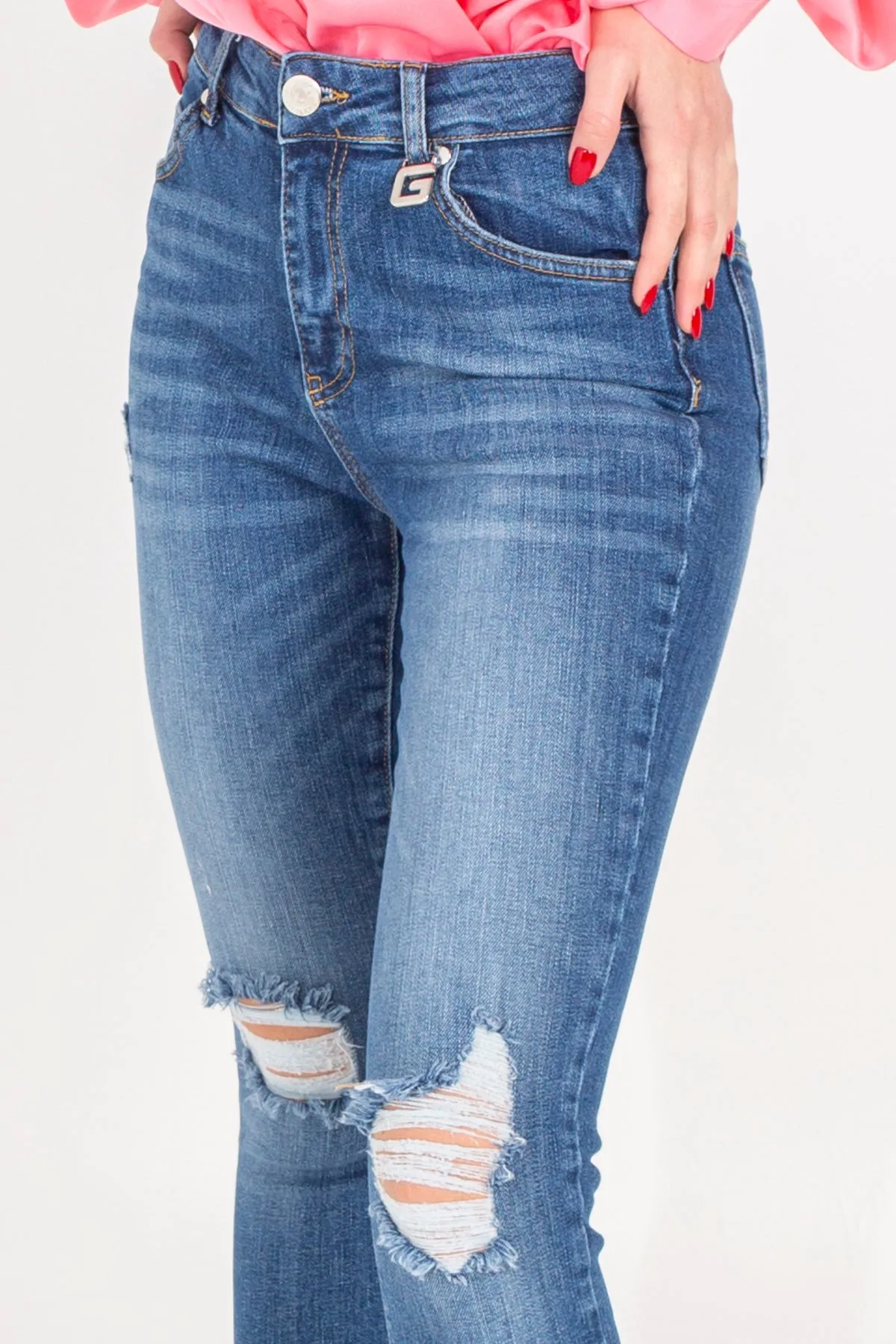 Jeans Mandy skinny con rotture