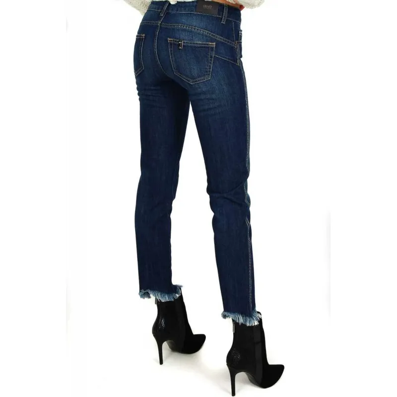 JEANS SKINNY CON BANDE LATERALI GLITTER, BLU