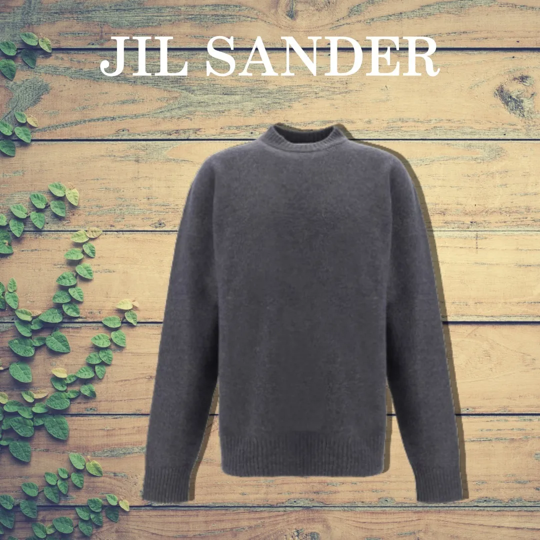 Jil Sander  |Crew Neck Monogram Wool Long Sleeves Designers Sweaters