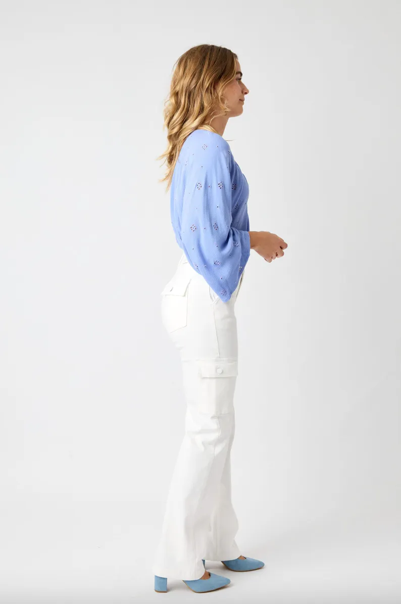 Judy Blue White Cargo Straight Leg Jeans