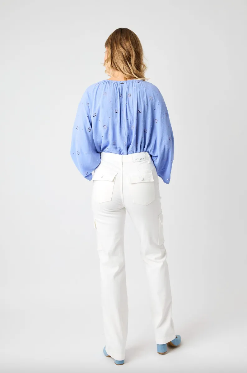 Judy Blue White Cargo Straight Leg Jeans