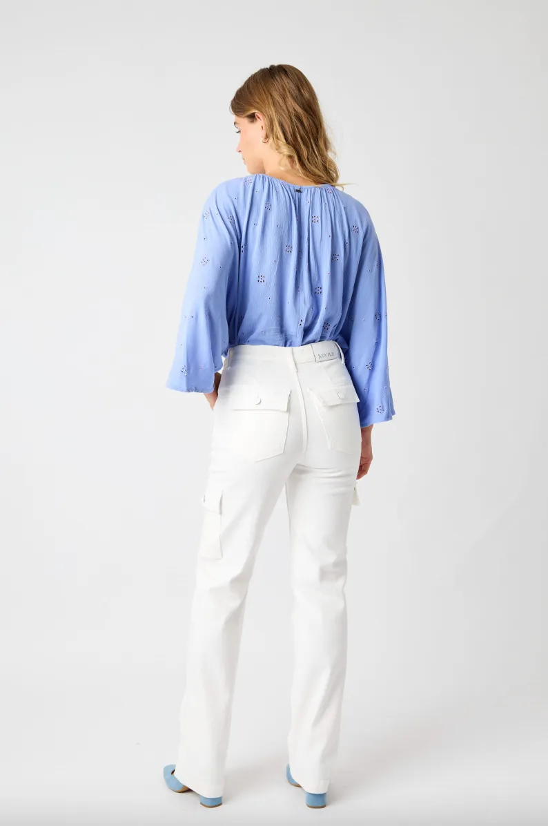 Judy Blue White Cargo Straight Leg Jeans