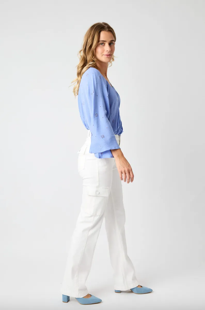 Judy Blue White Cargo Straight Leg Jeans