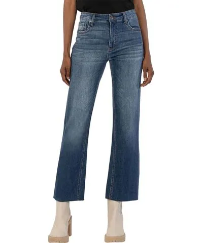 KUT from the Kloth Kelsey High Rise Fab Ab Ankle Flare Jeans In Royal Wash