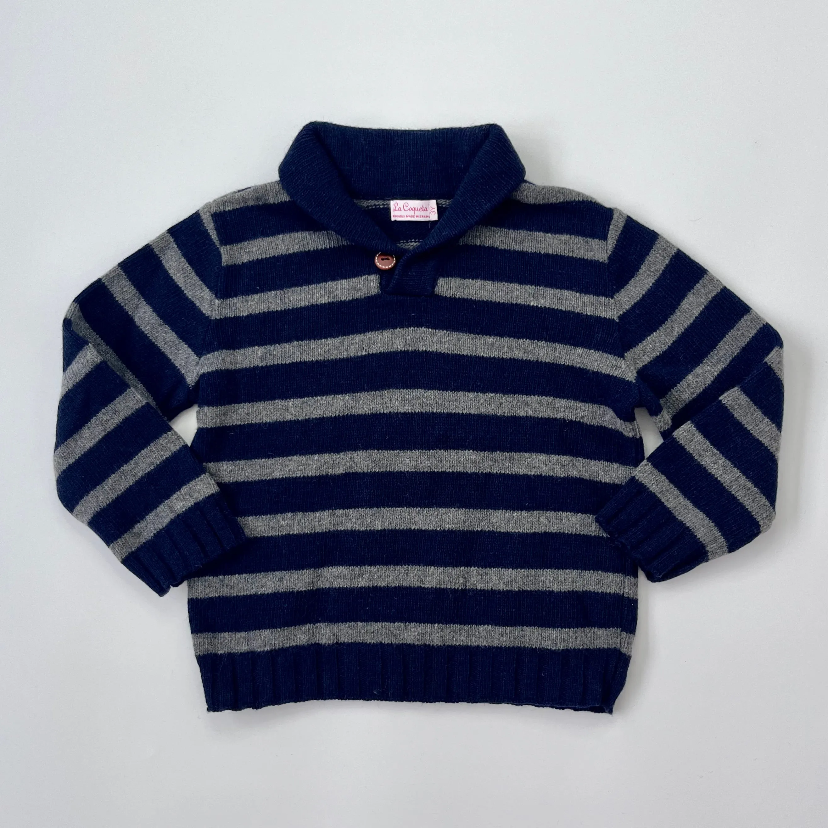 La Coqueta Blue And Grey Stripe Jumper With Collar: 3 Years