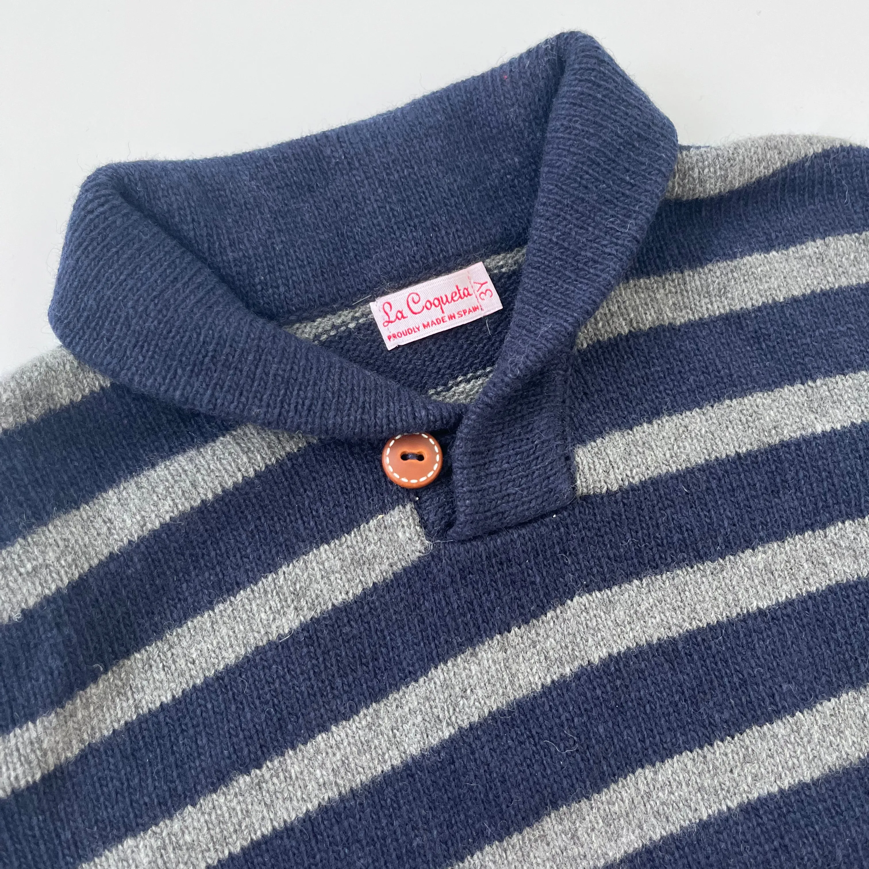 La Coqueta Blue And Grey Stripe Jumper With Collar: 3 Years