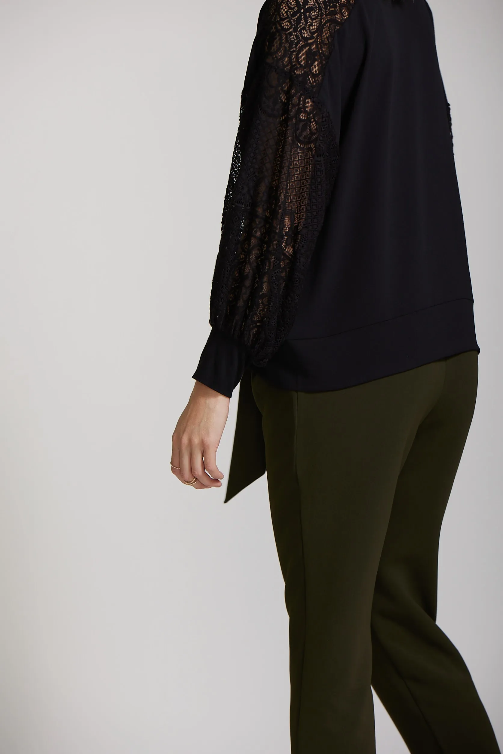 Lace Sleeve Top - Black