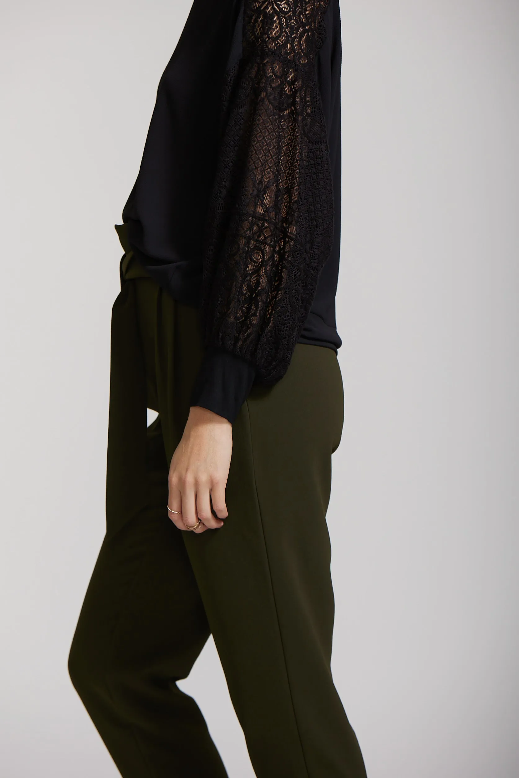 Lace Sleeve Top - Black