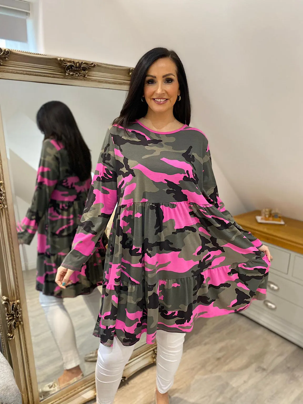 Lipstick Pink Camo Dress Ophelia