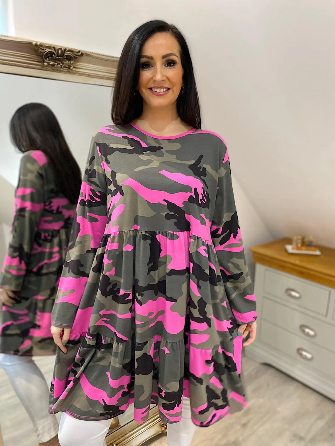 Lipstick Pink Camo Dress Ophelia