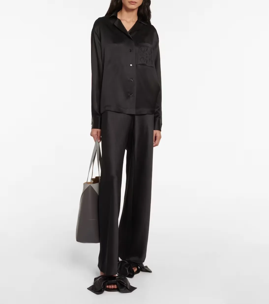 LOEWE  |Casual Style Silk Long Sleeves Plain Office Style