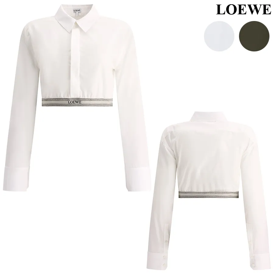 LOEWE  |Long Sleeves Plain Cotton Elegant Style Logo