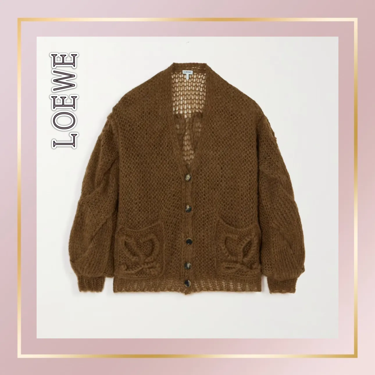 LOEWE  |Wool Blended Fabrics Long Sleeves Oversized Logo Cardigans