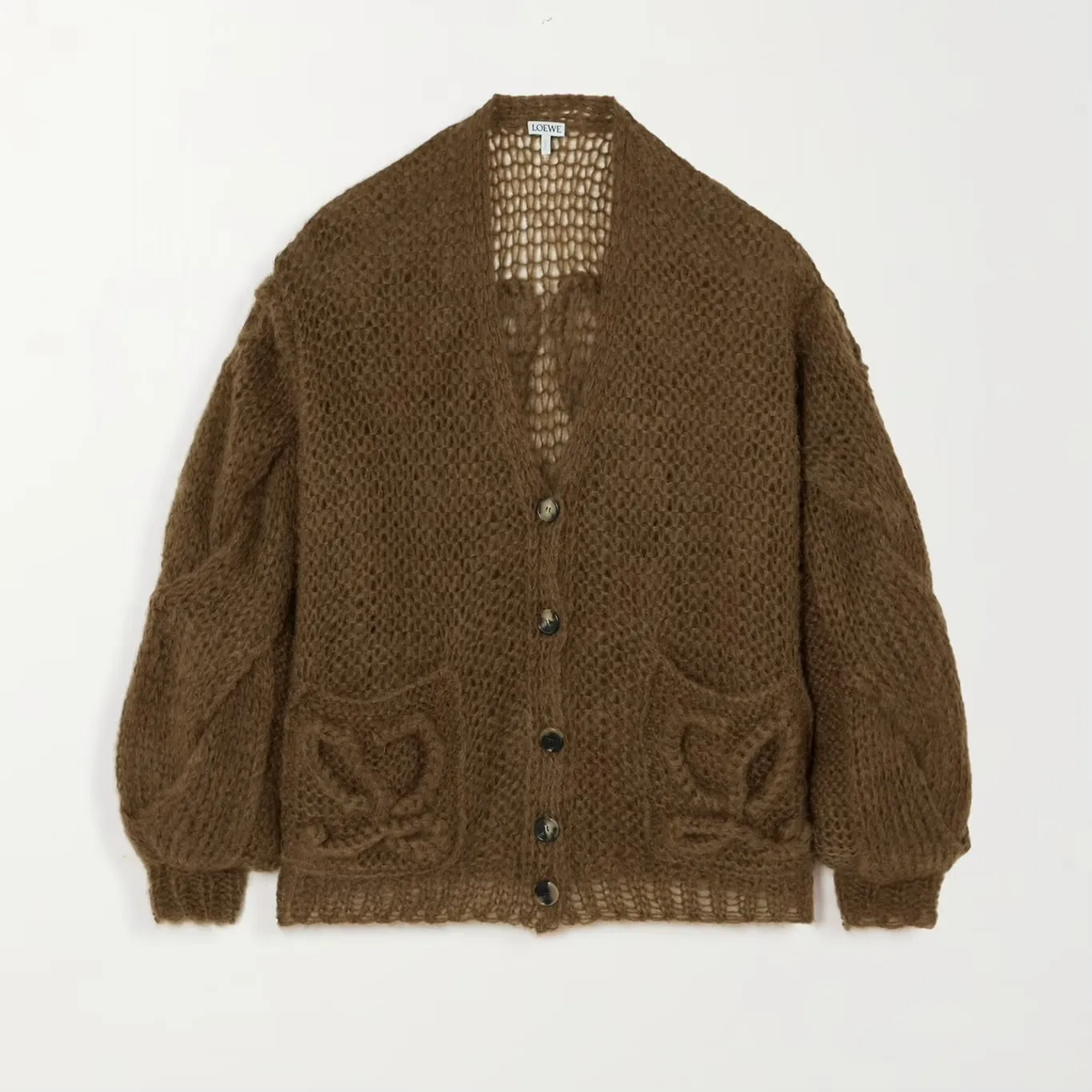 LOEWE  |Wool Blended Fabrics Long Sleeves Oversized Logo Cardigans