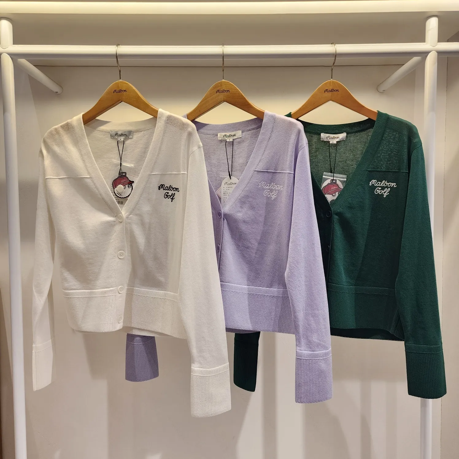 Malbon Golf  |Street Style Long Sleeves Plain Logo Cardigans