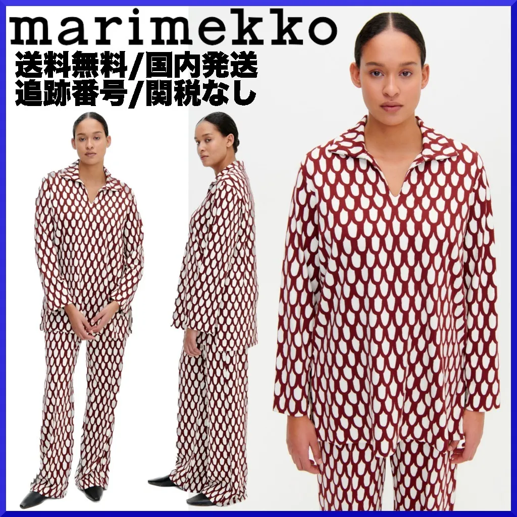 marimekko  |Nylon V-Neck Long Sleeves Medium Tunics