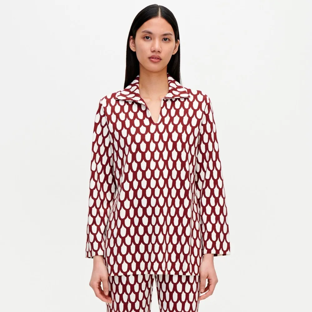 marimekko  |Nylon V-Neck Long Sleeves Medium Tunics