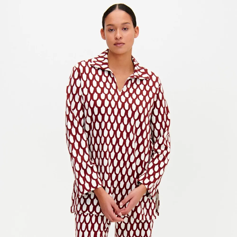 marimekko  |Nylon V-Neck Long Sleeves Medium Tunics