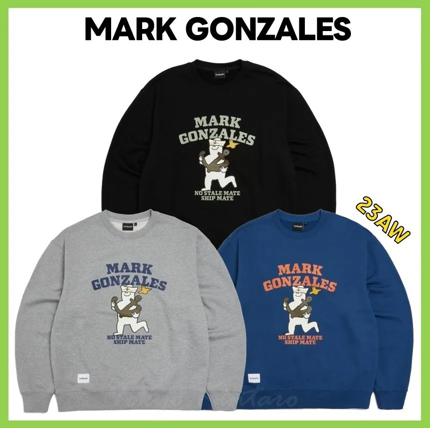 Mark Gonzales  |Unisex Street Style Long Sleeves Logo Sweatshirts