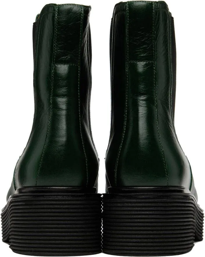 Marni Green Leather Chelsea Boots