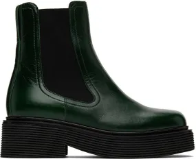 Marni Green Leather Chelsea Boots