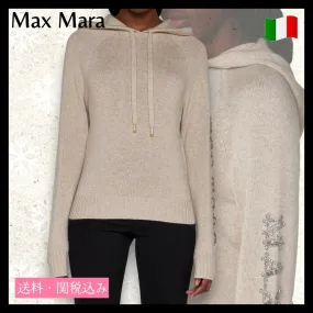 MaxMara  |Casual Style Long Sleeves V-neck & Crew neck